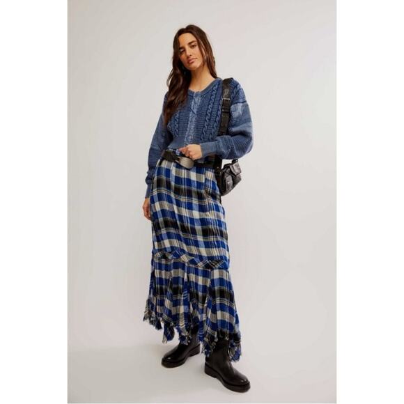 Free People Patchwork Chunky Cable Knit Heritage Cardi Cardigan Sweater Size XL - Picture 12 of 14